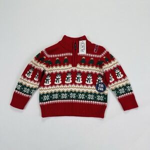 The Children's Place Christmas Half Zip Sweater Kids Toddler 18-24 M Festive NWT